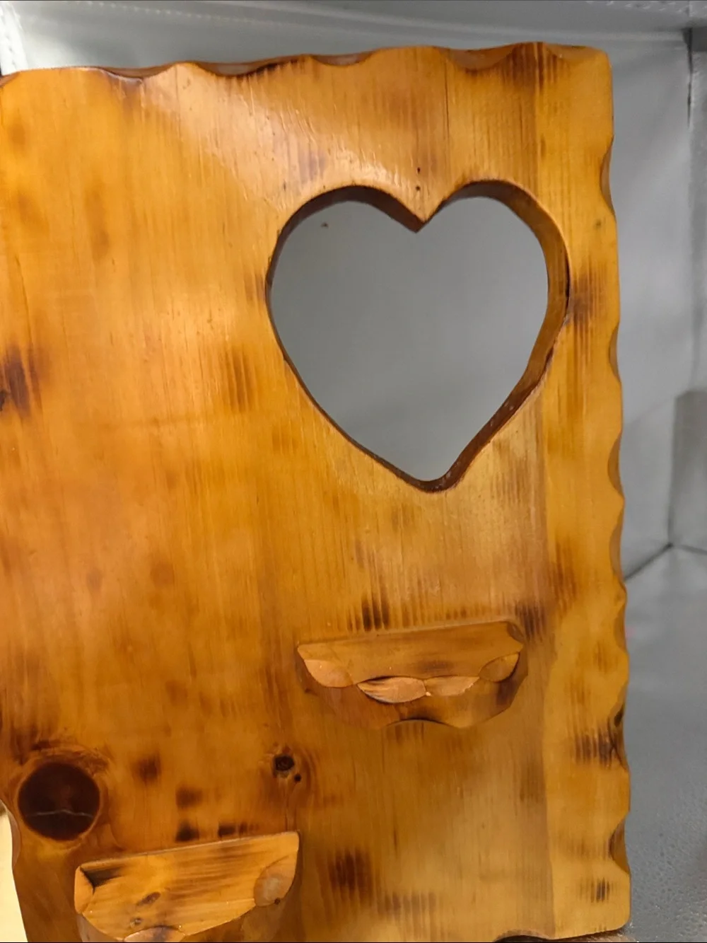 Vintage Rustic Heart-Cut Wooden Wall Decor in Warm Honey Finish